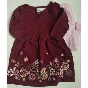 Baby Girl's Size 18M 12-18 Months Burgundy Koala Kids Floral Designed L/S Dress